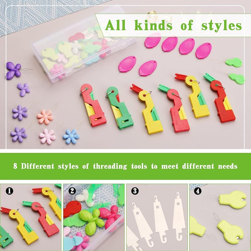Fedmut Needle Threaders Set, 51 Pcs Needle Threader Tool Needle Threaders for Hand Sewing Craft, 9 Types Needle Threader with Thimbles Great for Hand Sewing Needle Work, Sewing Machine, Embroidery - Image 5